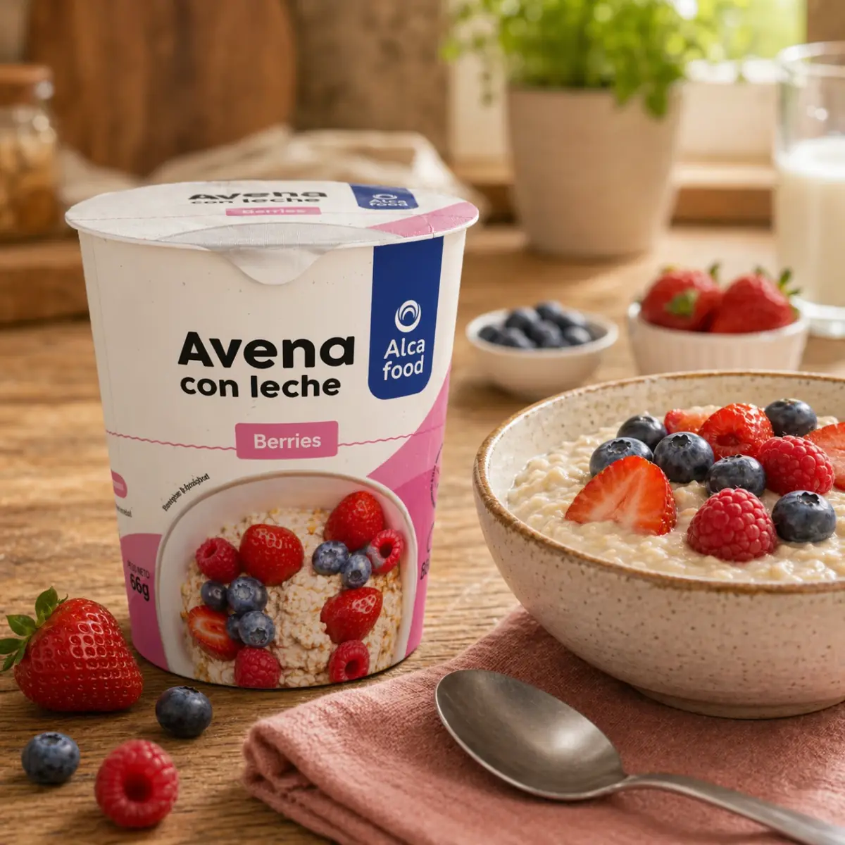 Avena con Leche Berries Alcafood 66g