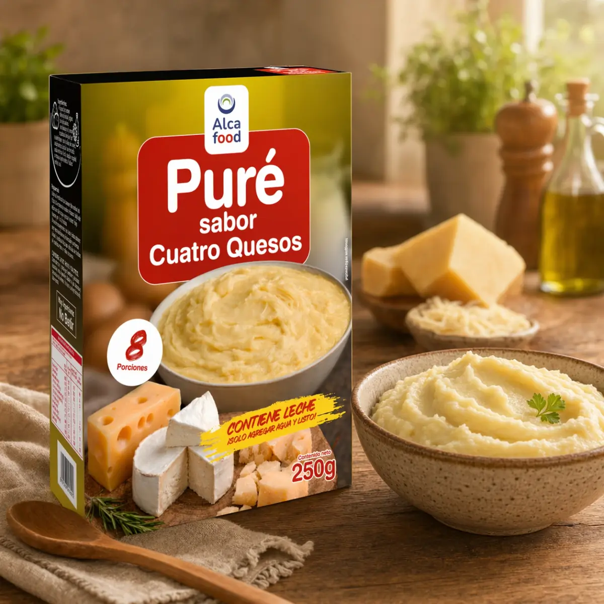 Puré de Papas Cuatro Quesos Alcafood 250g