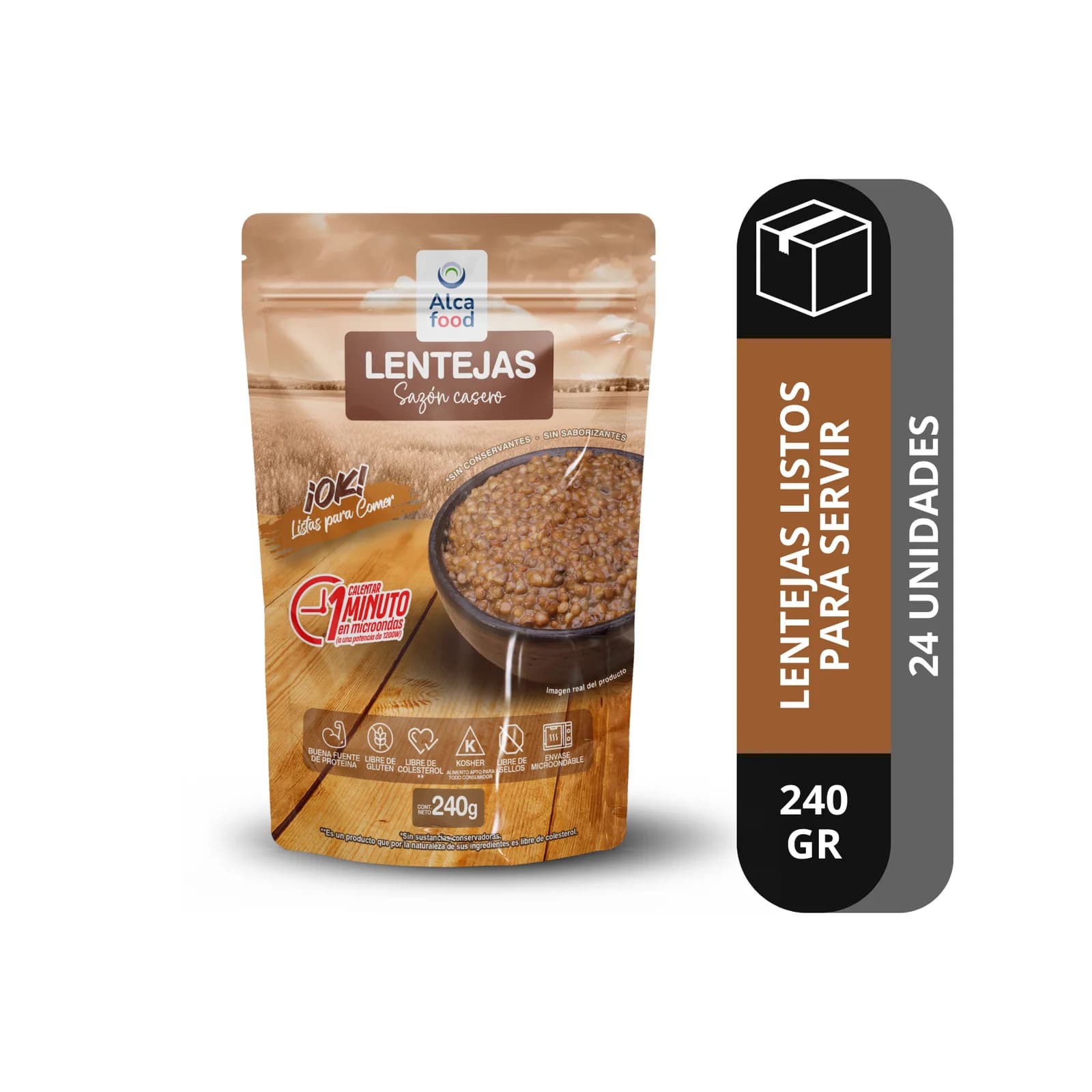 Lentejas Listas para Servir Alcafood 240g — Caja 24 unidades — legumbres