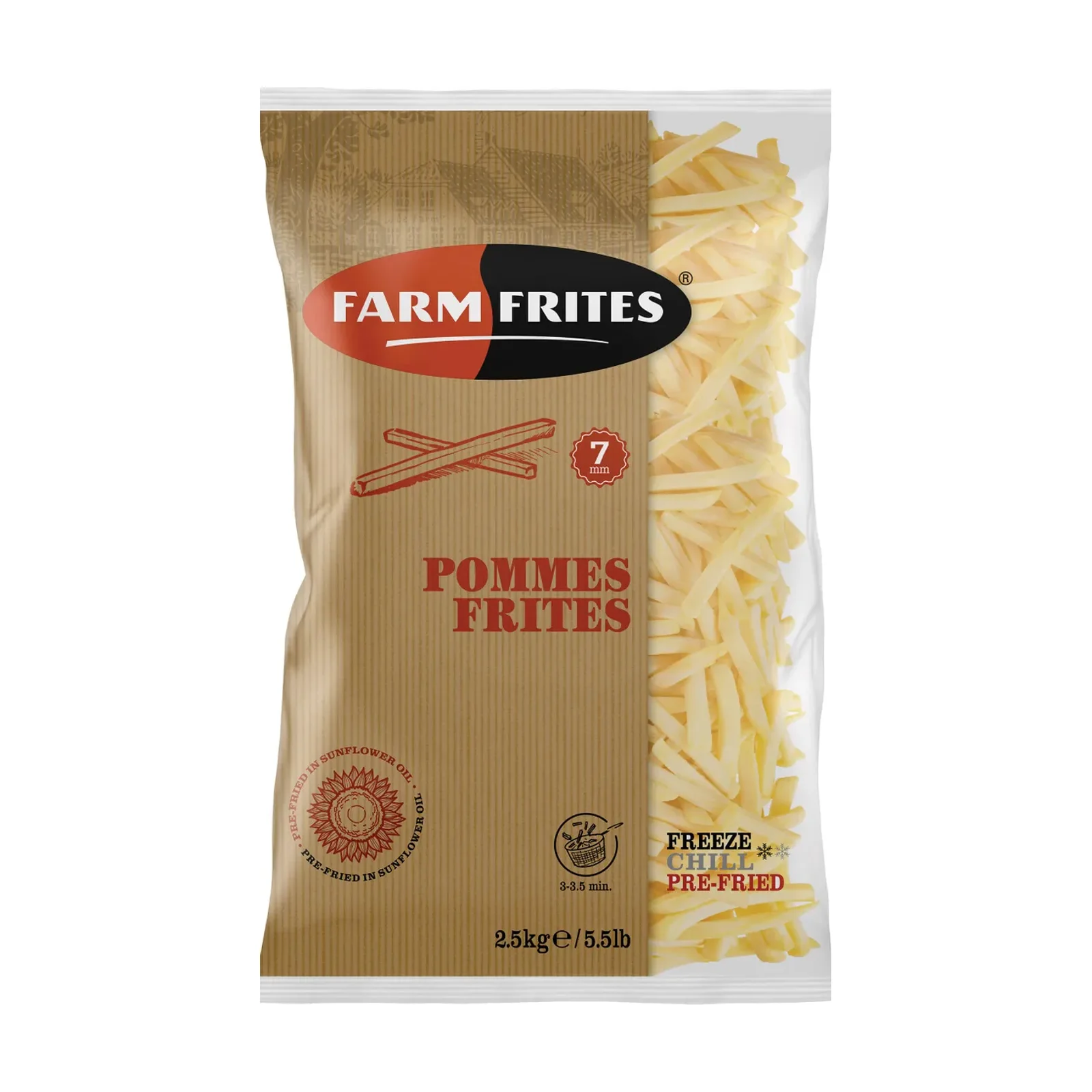 Papas Fritas 7mm — Caja 5 x 2,5 kg — congelados
