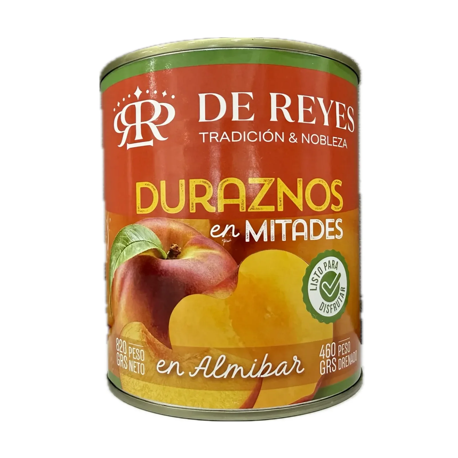 Duraznos Mitades 820g — Caja 12 x 820 grs — conservas (frontal)