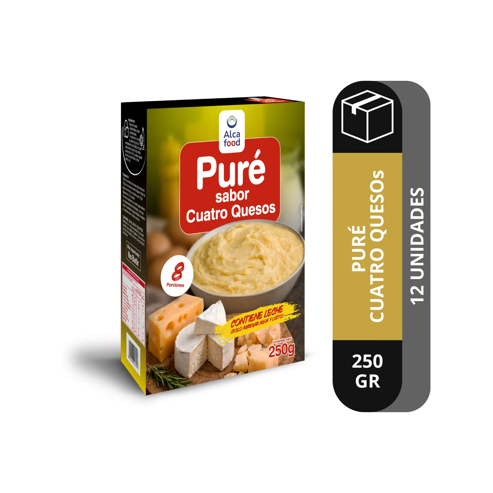 Puré de Papas Cuatro Quesos Alcafood 250g — Caja 12 unidades — acompañamientos